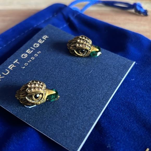 Kurt Geiger Eagle Green Gem Earrings - Picture 3 of 4